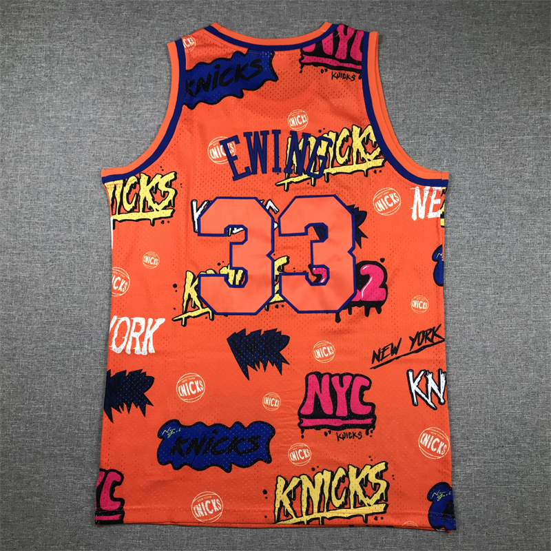 Men New York Knicks 33 Ewing Orange 2024 NBA Jersey